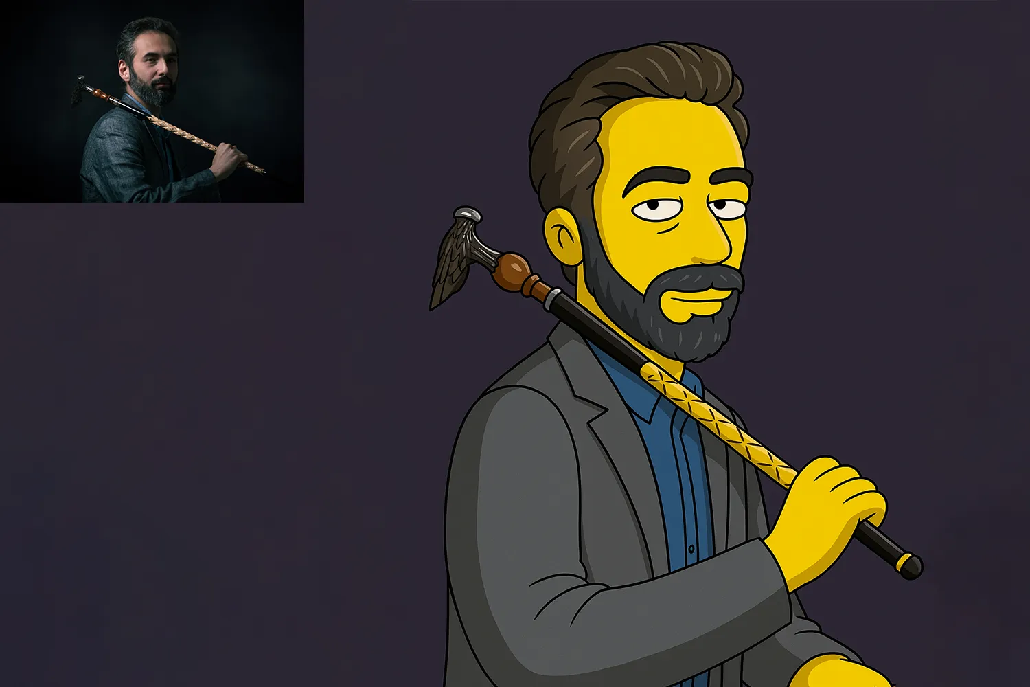 Simpsons mit ChatGPT Cartoon-Artwork im Simpsons-Stil.
